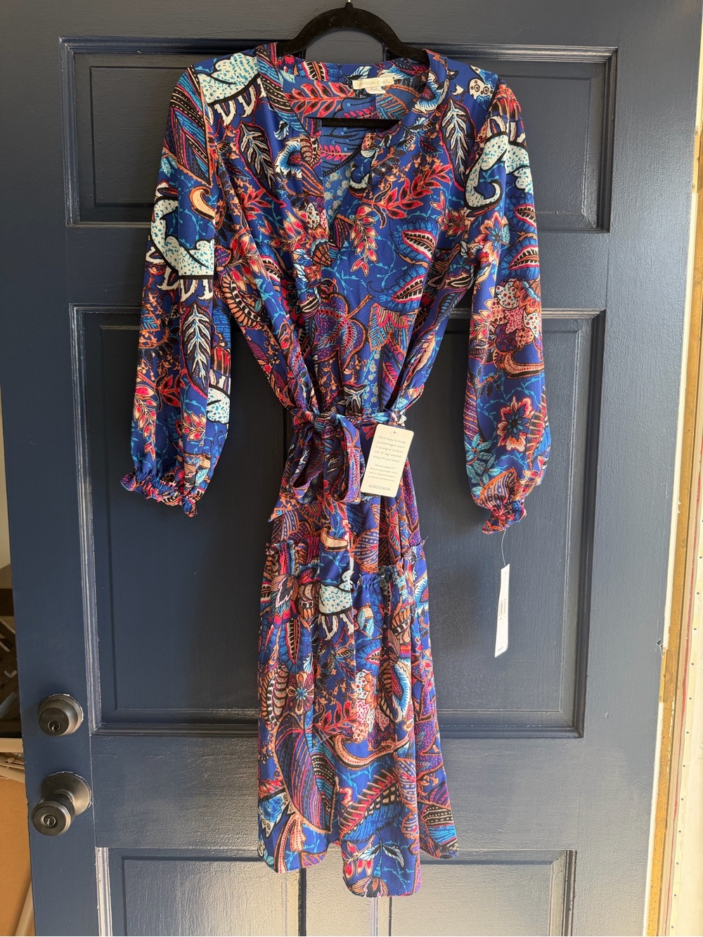 London Times Blue Paisley Wrap-Style Midi Dress - NWT (Nordstrom)